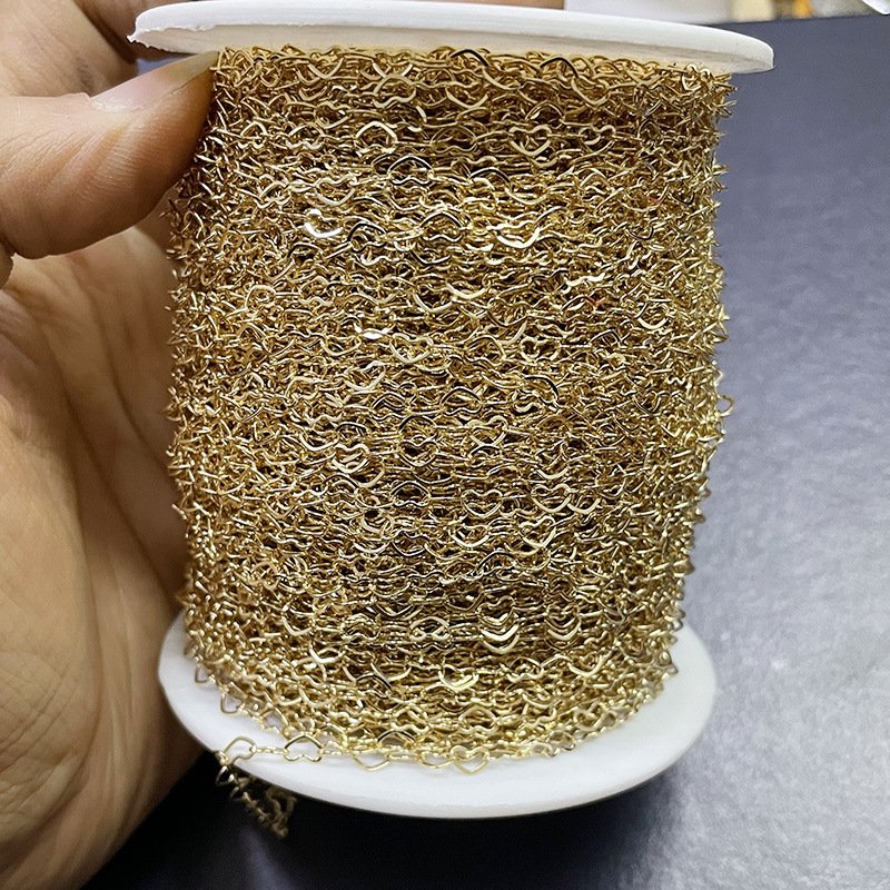 Fashion Sterling Silver Heart Bulk Chains for Jewelry Making Waterpoof Gold Filled Permanent Chains