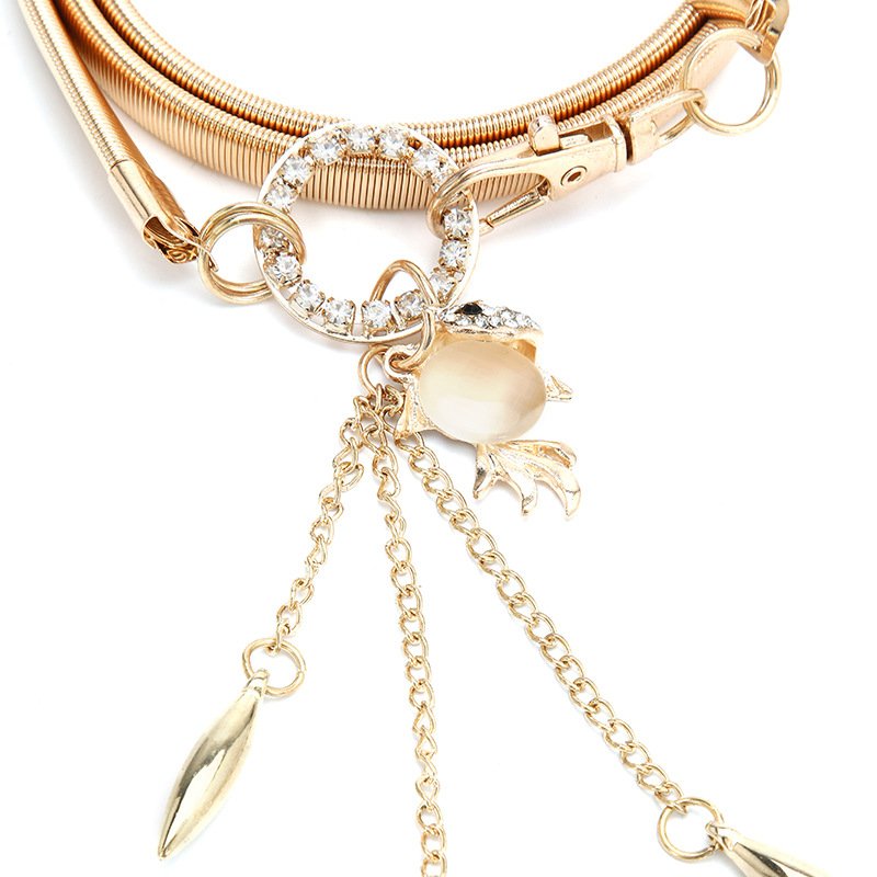 Pearl Camellia Women Waist Chain Elegant Body Chain Female Simple Adjustable Dress Belt