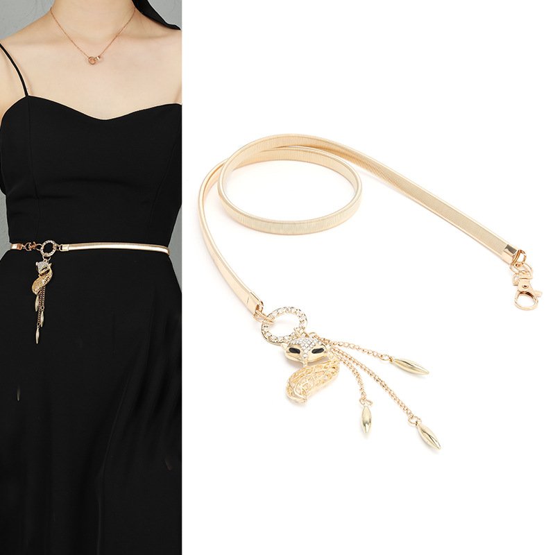 Pearl Camellia Women Waist Chain Elegant Body Chain Female Simple Adjustable Dress Belt