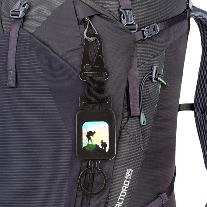 Customizable outdoor multifunctional stretch stainless steel retractable badge holder with rolling key chain