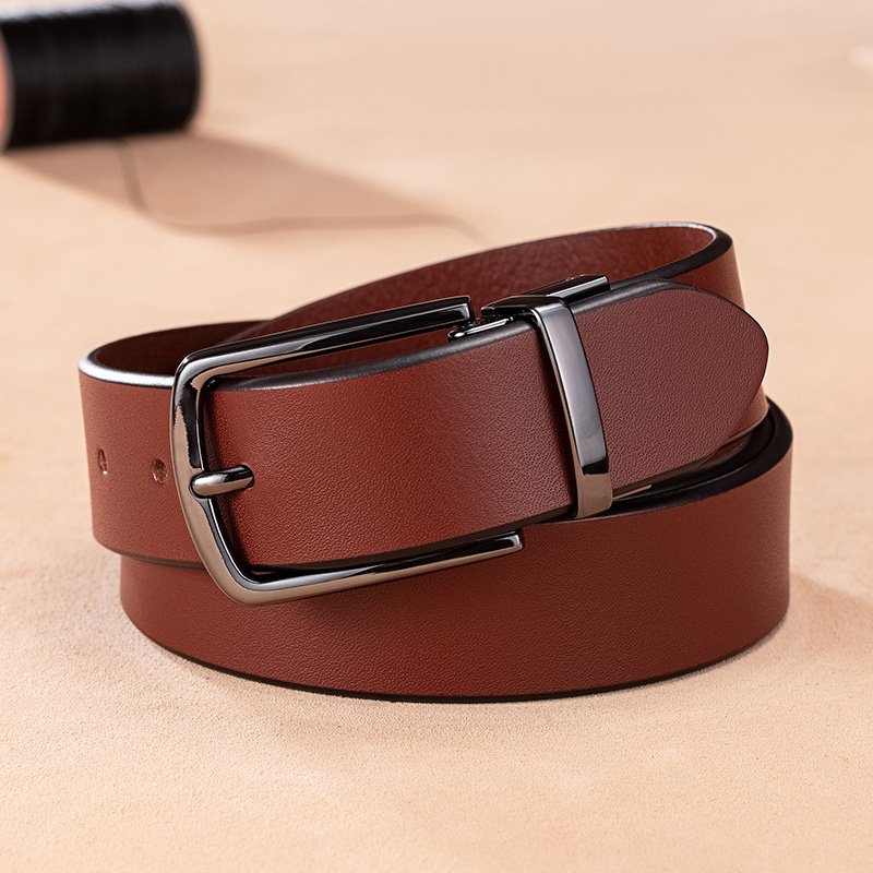 High quality pin buckle luxury custom logo genuine leather cowhide vintage belts