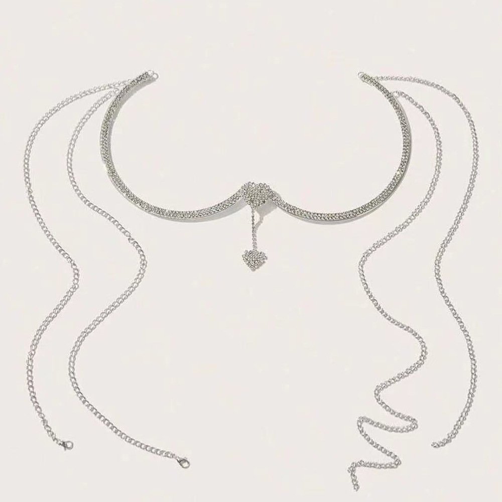 Waist Chain Belt Heart Diamond Chest Body Jewelry Shiny Multi-layer Body Chain Trendy Sexy Fashion Jewelry