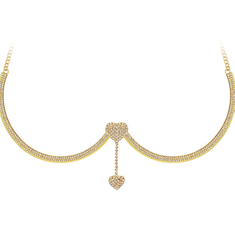 Waist Chain Belt Heart Diamond Chest Body Jewelry Shiny Multi-layer Body Chain Trendy Sexy Fashion Jewelry