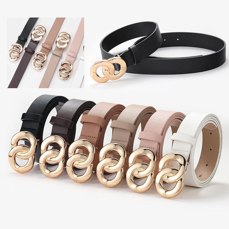 Spring Summer Fashion Chain Buckle Women's Belt Buckle Decorative Jeans Dress Women Pure Color Simple Belt