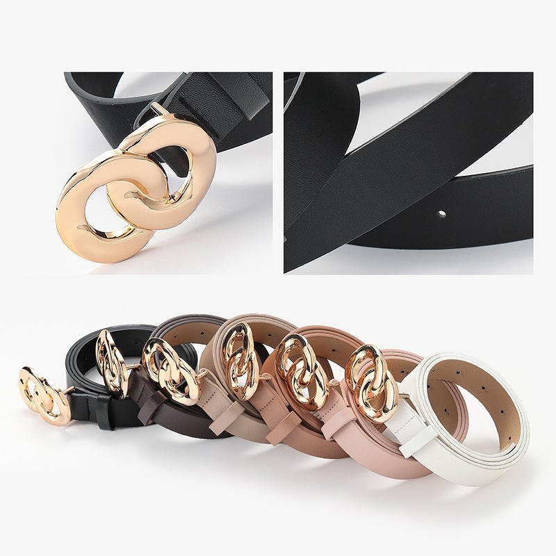 Spring Summer Fashion Chain Buckle Women's Belt Buckle Decorative Jeans Dress Women Pure Color Simple Belt