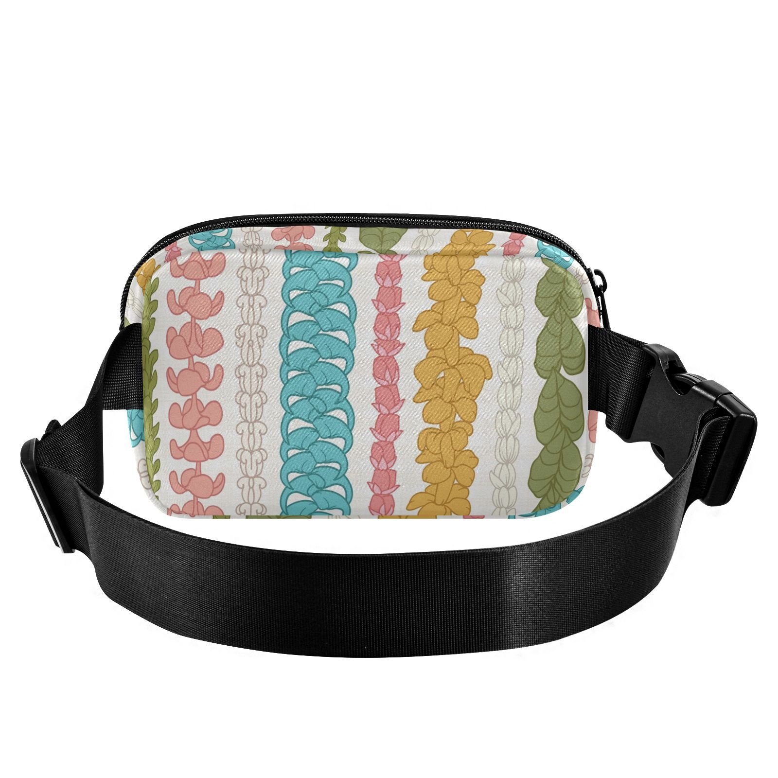 Hawaii Puakenikeni Kalo Lei Flower Nylon Sport Chest Belt Bum Custom Print Fanny Pack Crossbody Bag For Women