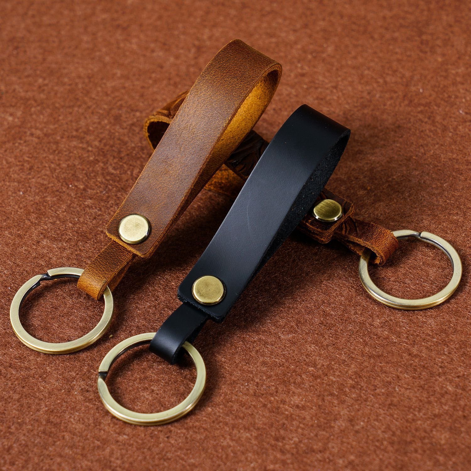 Laser engraving custom logo Leather Valet Keychain Leather Key Chain with Belt Loop Clip for Keys Give gifts