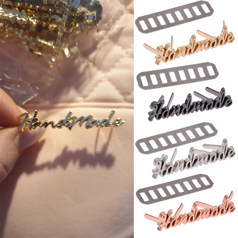 Customized alloy metal label gold plate brand name tag engraving logo for handbag clothing