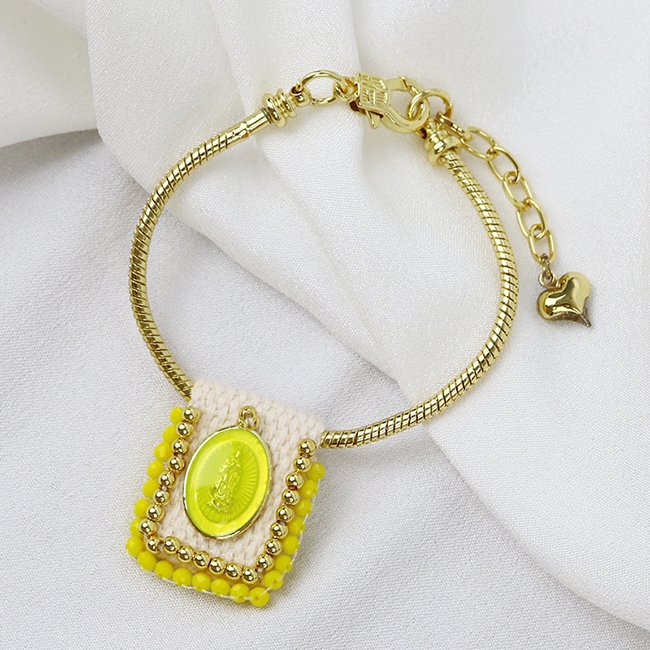 High quality Vintage Religious Virgin Mary 18K gold plated Cross Color Knit Belt accessories women Jewelry brass bracelets