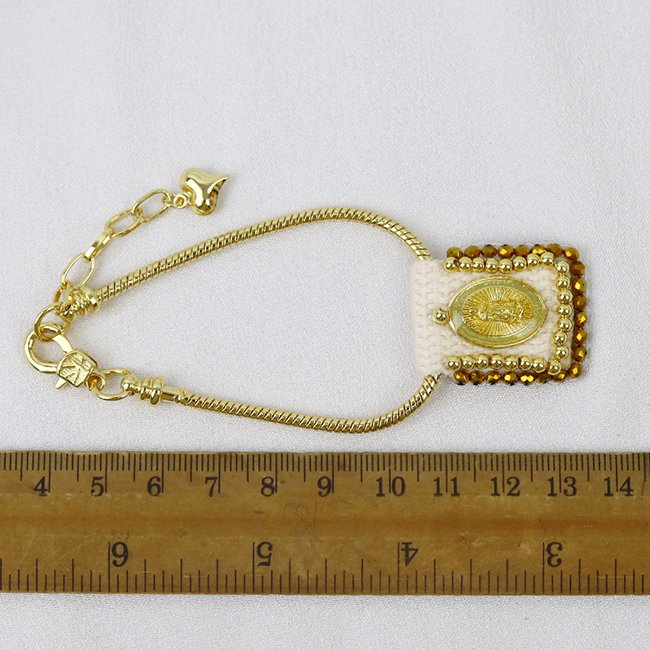 High quality Vintage Religious Virgin Mary 18K gold plated Cross Color Knit Belt accessories women Jewelry brass bracelets