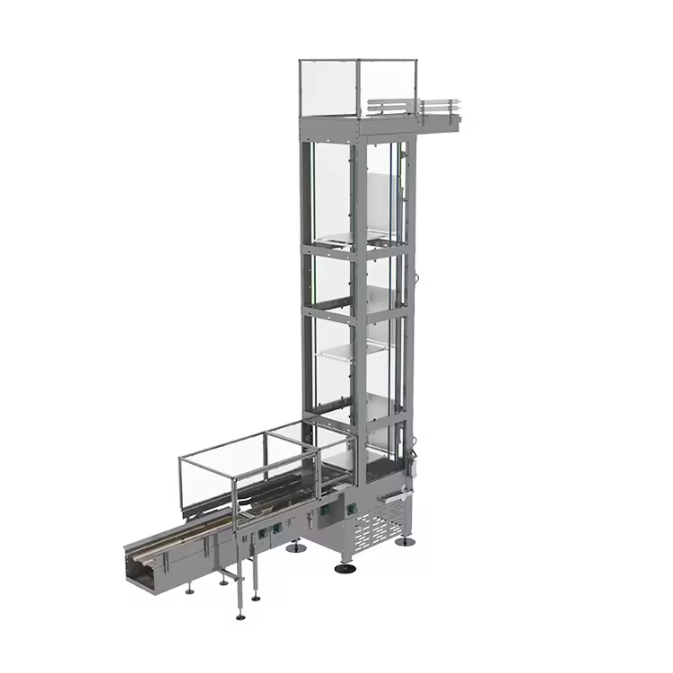 Trays Bags Carton Boxes Cases Chain Vertical Sorting Conveyor Vertical Z type Lift Elevator conveyor continuous lift conveyor