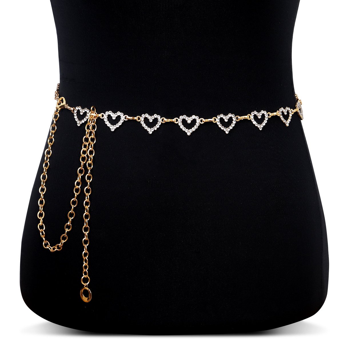 Hot Selling Gold Plated Rhinestone Love Belly Waist Chain Women Sexy Punk Nightclub Rock Multi-Layer Body Chain