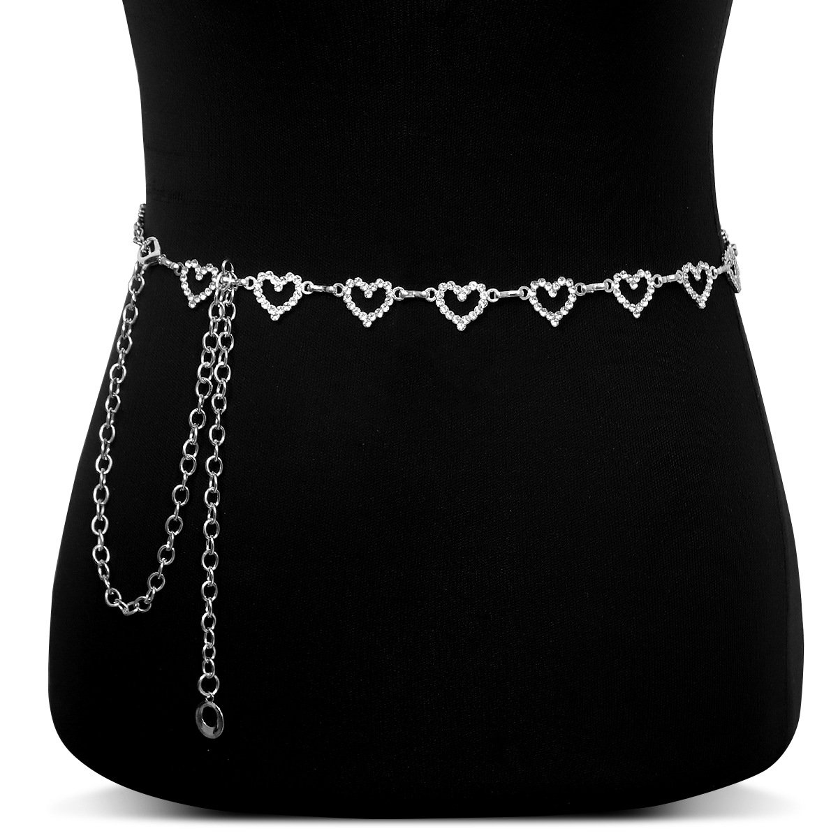 Hot Selling Gold Plated Rhinestone Love Belly Waist Chain Women Sexy Punk Nightclub Rock Multi-Layer Body Chain
