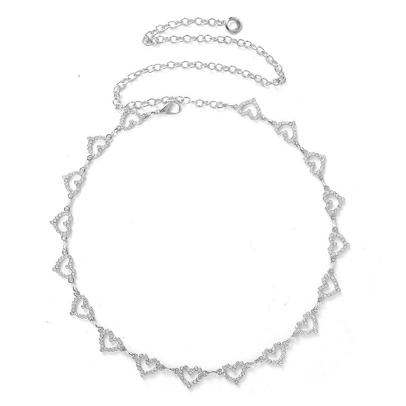 Hot Selling Gold Plated Rhinestone Love Belly Waist Chain Women Sexy Punk Nightclub Rock Multi-Layer Body Chain