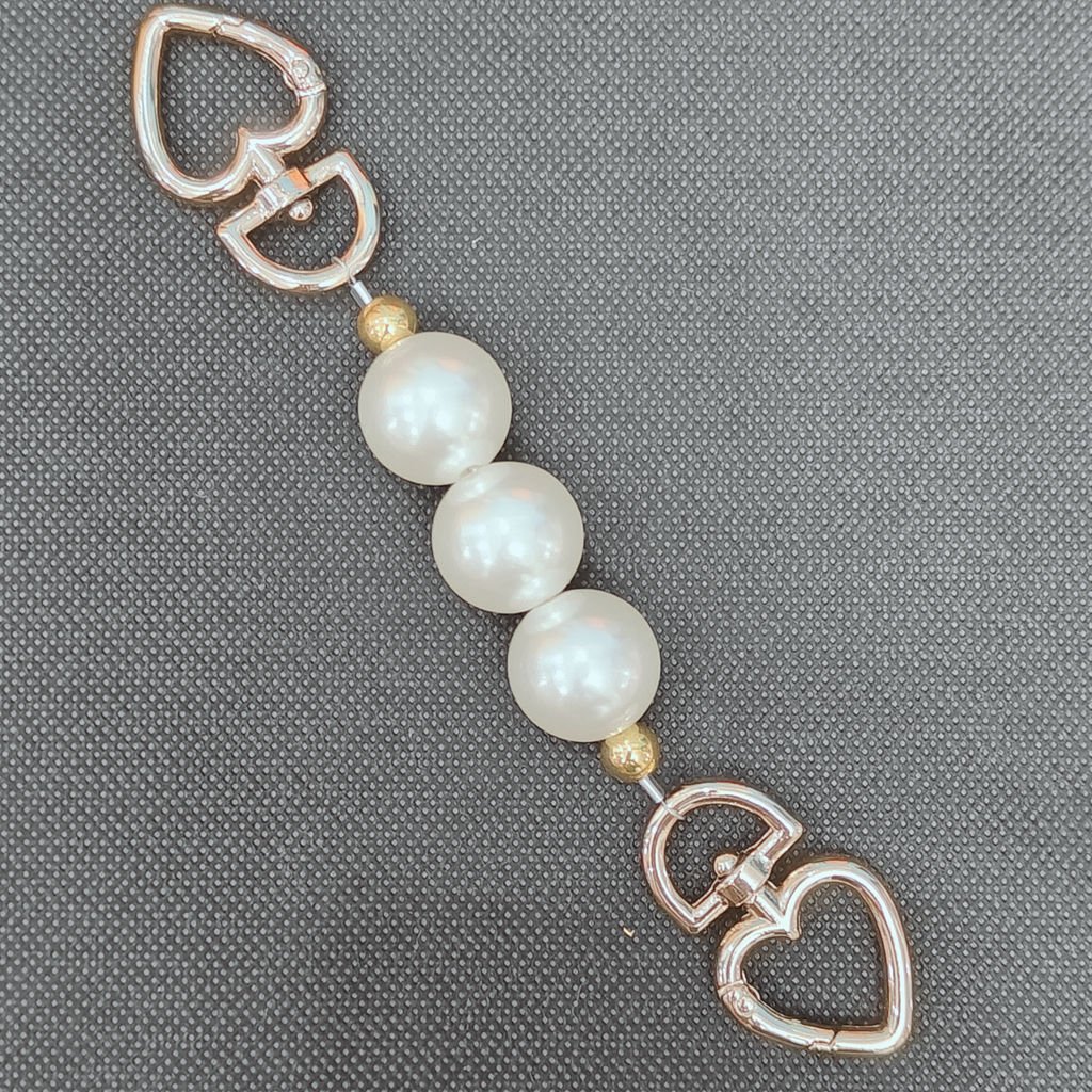 Short Pearl Beads Strap With Love Hardware for Decoration Chain Bag Strap Purse Tote Handles Clutch Handbag Accessories