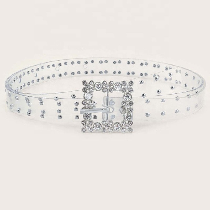 New Fashion Various Custom Styles Metal Hole Clear PVC Chic Grommet Transparent Leather Belts