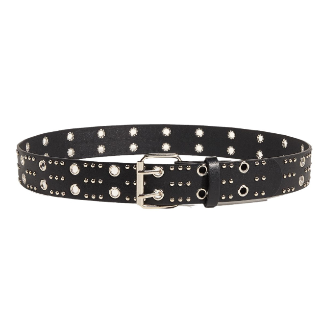 Hot sale casual belt PU leather designer leather belt for men Punk double-breasted heavy metal belt