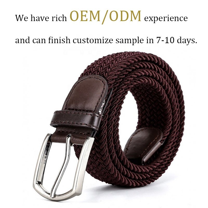 Cheap Multi-color Adjustable Casual Weave Braided Golf Elastic Belts for Men Women with Zinc Alloy Buckle