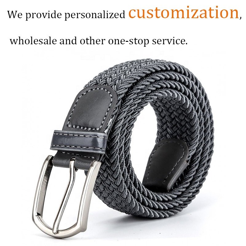 Cheap Multi-color Adjustable Casual Weave Braided Golf Elastic Belts for Men Women with Zinc Alloy Buckle