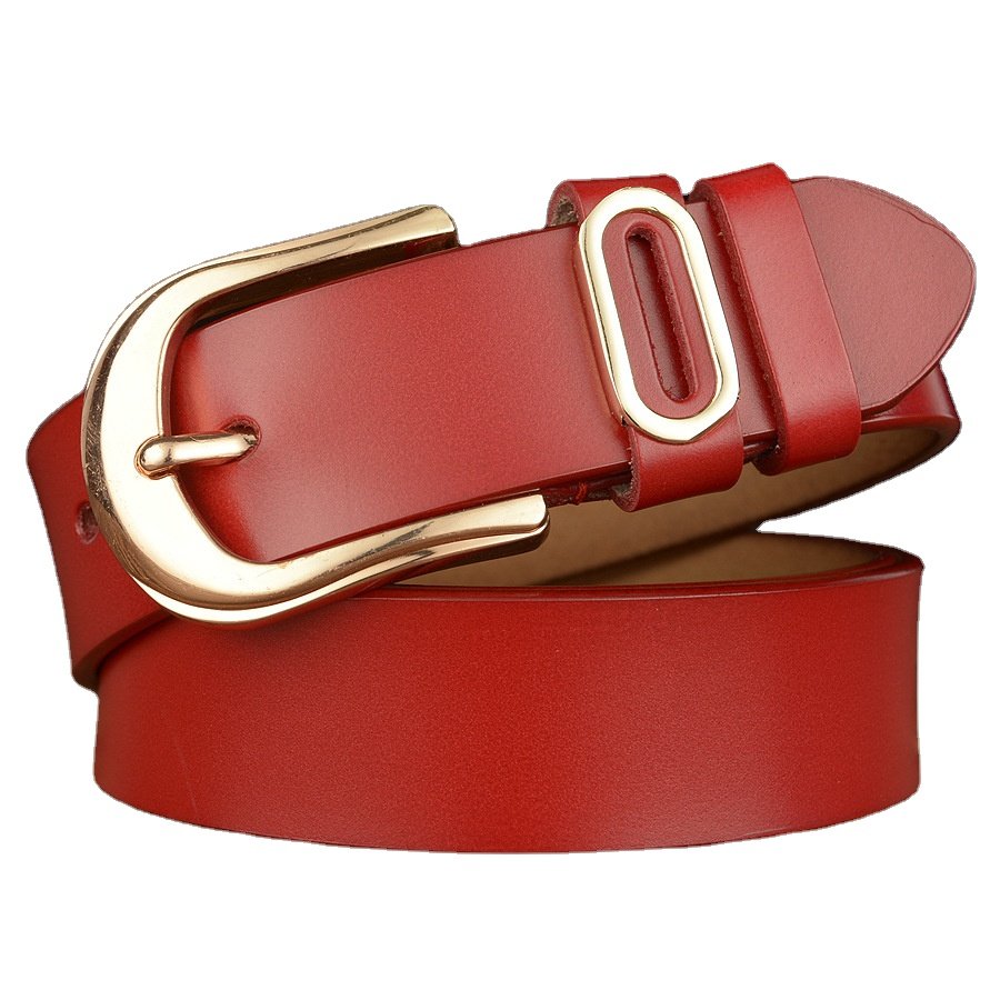 100% Top-Layer Cowhide Casual Fashion Genuine Leather Belt with Alloy Buckle Korean Version for Women