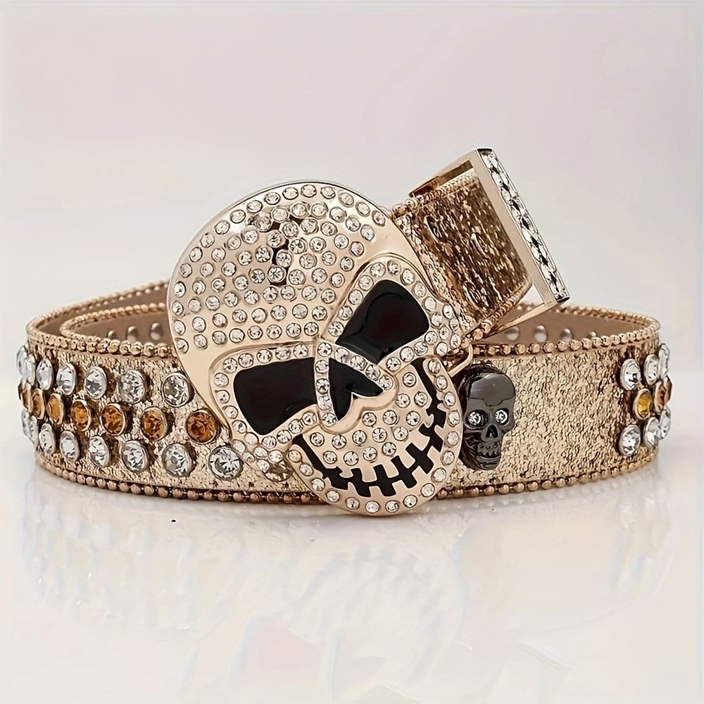 AW wholesale western Crystal Belt Punk girl riveted Rhinestone belt Gothic skeleton rhinestone skull belt men punk fashion