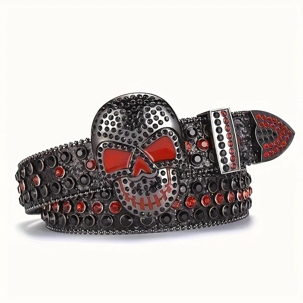 AW wholesale western Crystal Belt Punk girl riveted Rhinestone belt Gothic skeleton rhinestone skull belt men punk fashion
