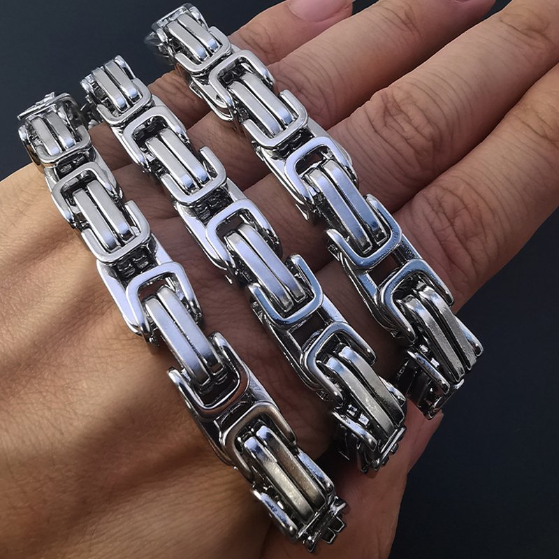 European and American men hip hop stainless steel bracelet titanium steel imperial chain necklace