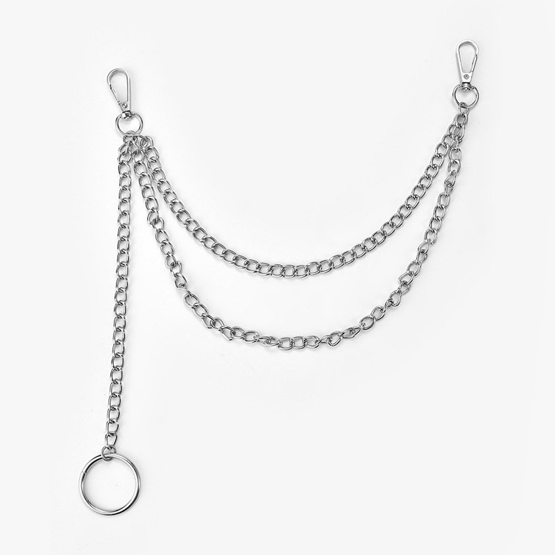 RW Fashion Hip Hop Rock Silver Metal Pocket Pants Chain Belly Chain for Women Men Jeans Trouser Wallet Chain