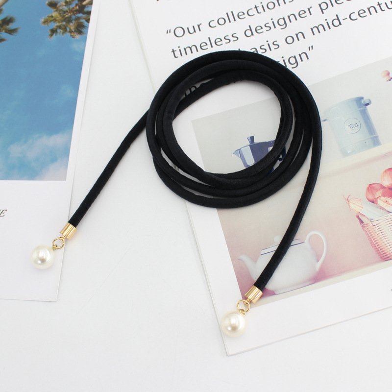 2024 New Designer Hot Sale Women Black Knotted Waist Chian Belt For Dresses Suits Big Waist Size