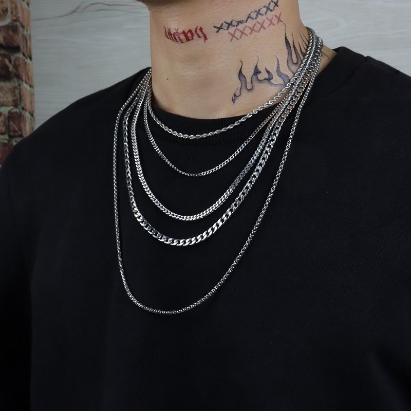 Factory wholesale new trend 925 sterling silver not fade guba necklace men and women with hip hop chain