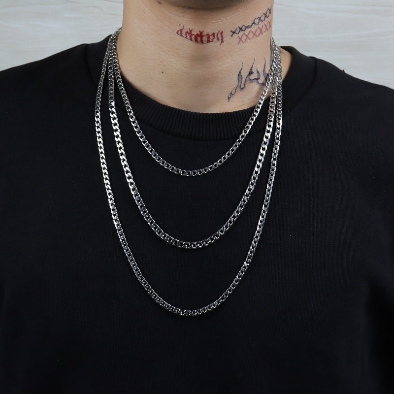 Factory wholesale new trend 925 sterling silver not fade guba necklace men and women with hip hop chain