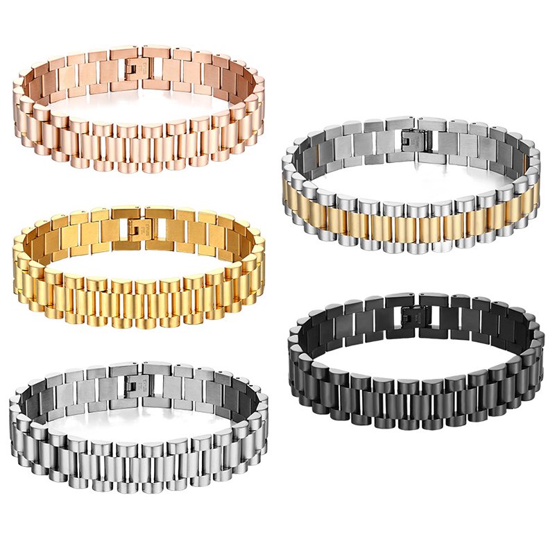 custom logo bracelets 316L Stainless Steel PVD Plating Removable Chain Gold Bracelet Bangles For Men and