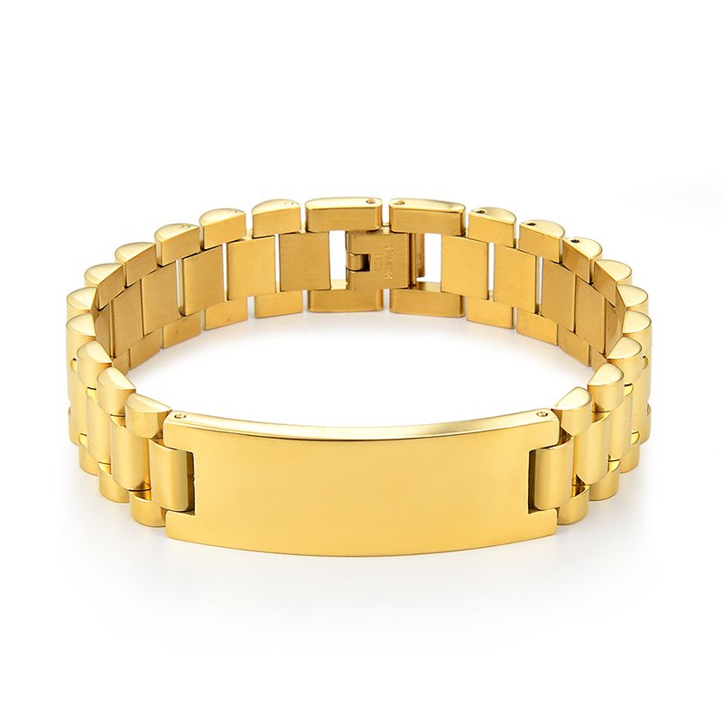 custom logo bracelets 316L Stainless Steel PVD Plating Removable Chain Gold Bracelet Bangles For Men and