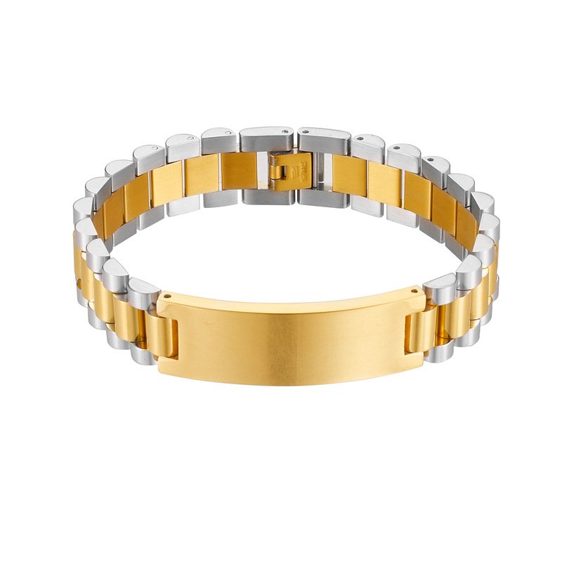 custom logo bracelets 316L Stainless Steel PVD Plating Removable Chain Gold Bracelet Bangles For Men and