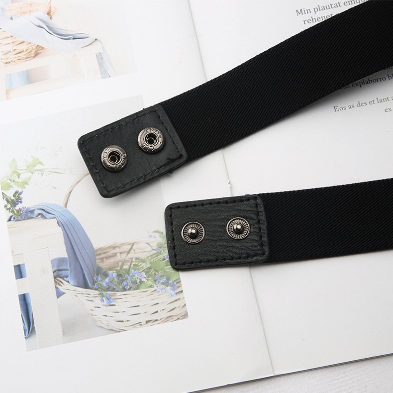 Custom Europe And The United States Fashion Elastic Belt Female Belt Metal Chain Decoration Dress Multi-ring Buckle Ladies Belt