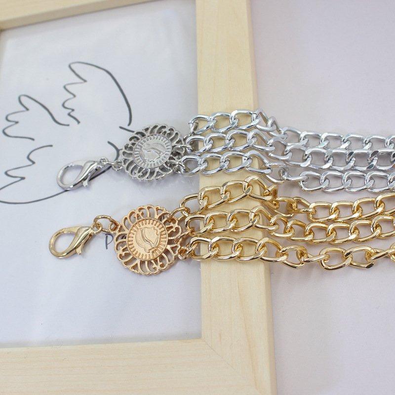 Hip Chain Belt For Women Metal Waist Chain Vintage Multilayer Chunky Body Chain Belly For Dress