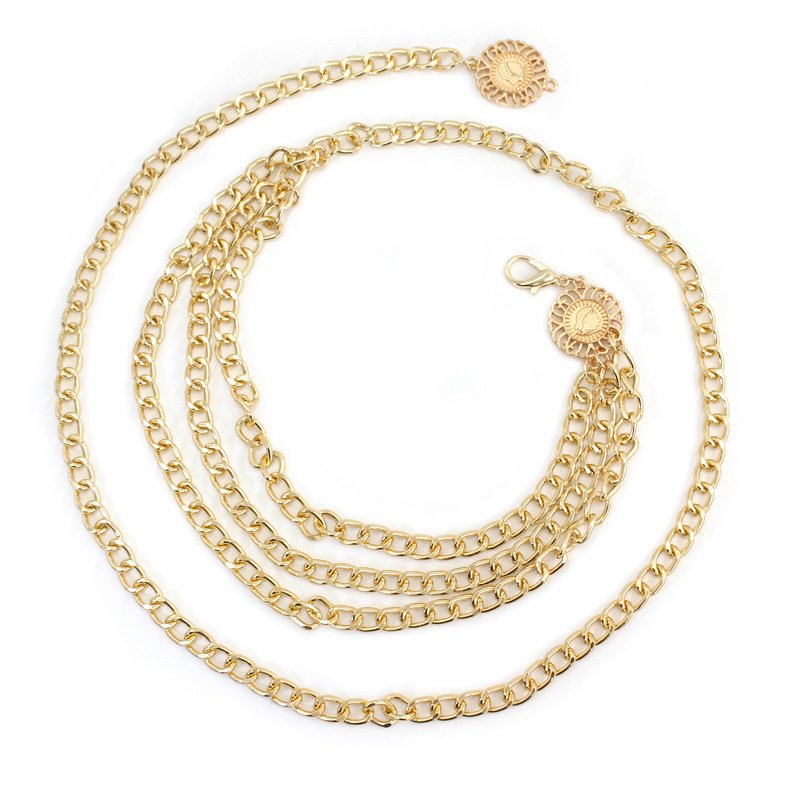 Hip Chain Belt For Women Metal Waist Chain Vintage Multilayer Chunky Body Chain Belly For Dress