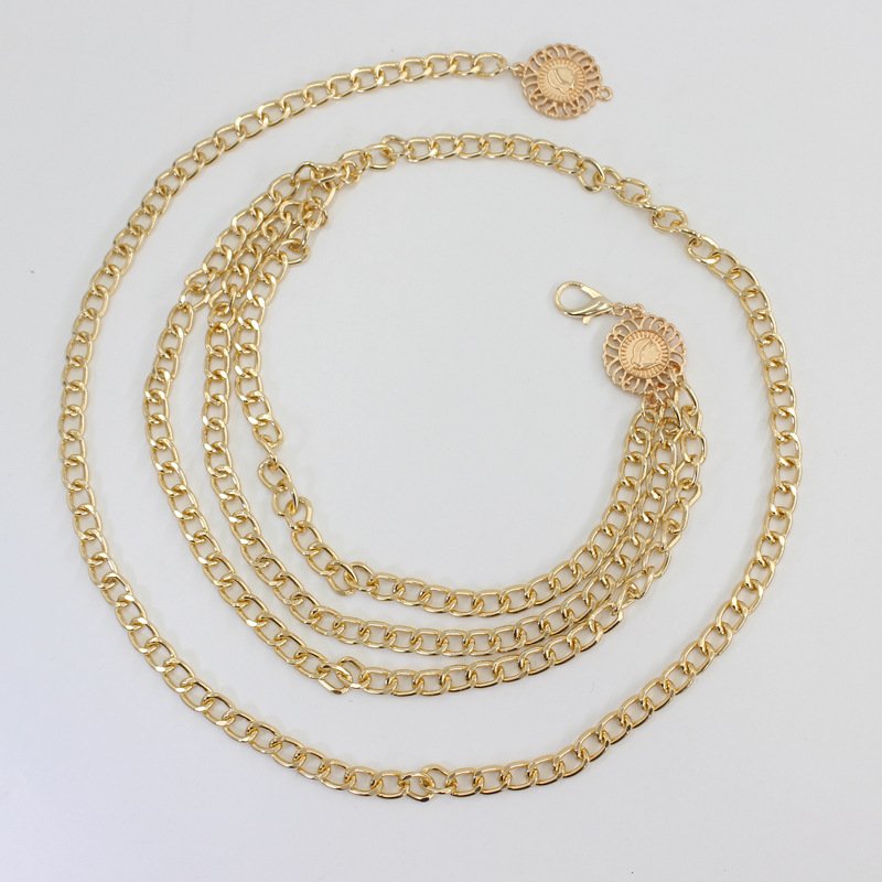 Hip Chain Belt For Women Metal Waist Chain Vintage Multilayer Chunky Body Chain Belly For Dress