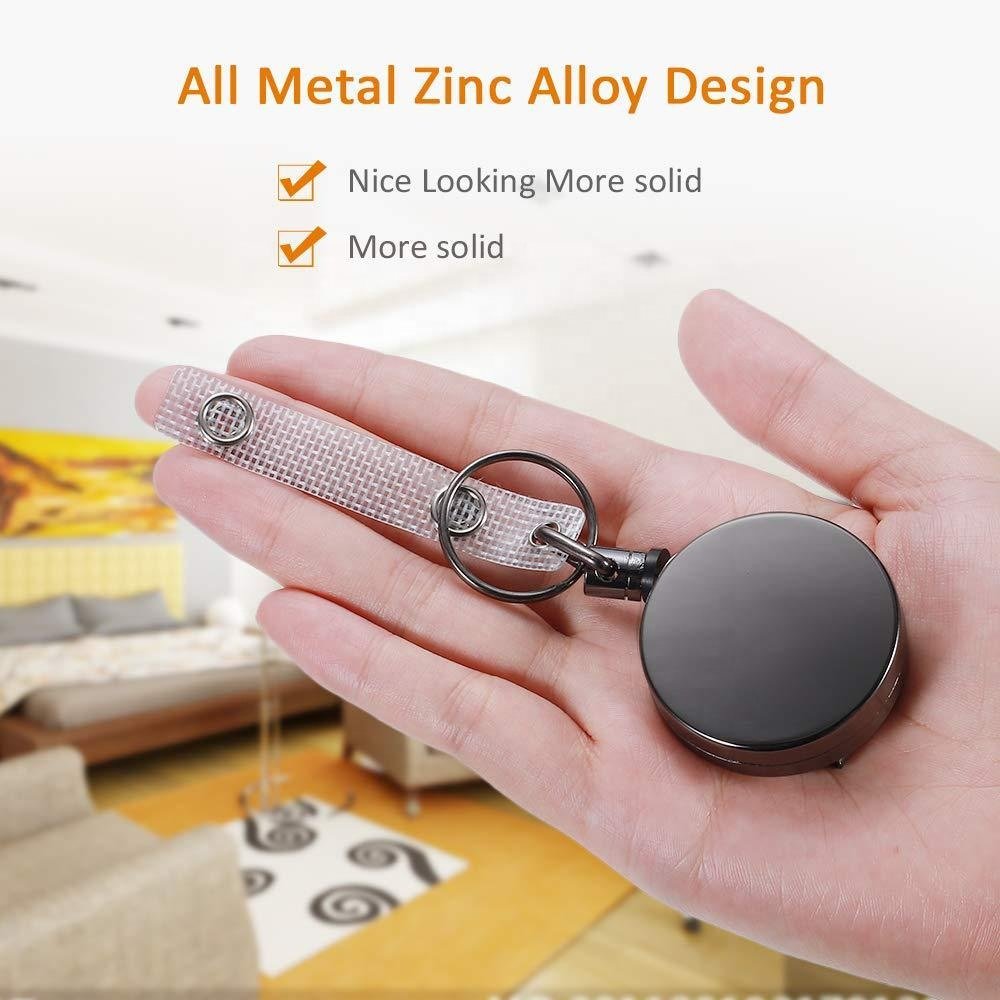 Premium Heavy Duty Metal Key Ring Key Chain Retractable Badge Reel ID Card Badge Holder Badge Reel With Belt Clip