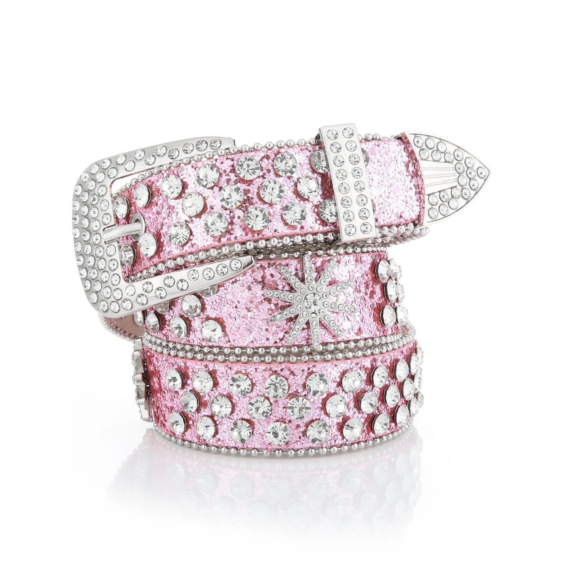 New women's wide belt rhinestone inlaid snowflake pattern decorative fashion versatile jeans street rock pants belt