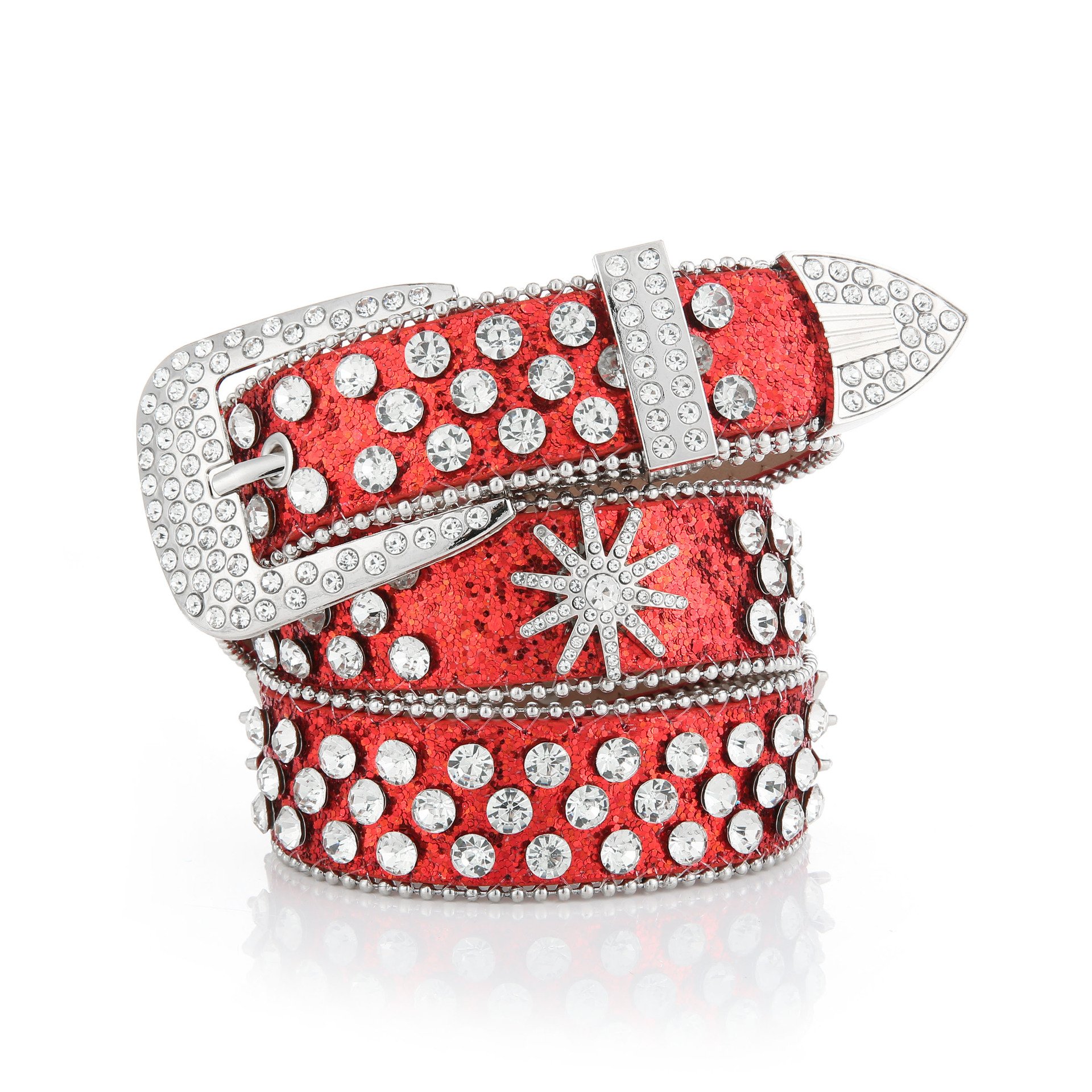 New women's wide belt rhinestone inlaid snowflake pattern decorative fashion versatile jeans street rock pants belt