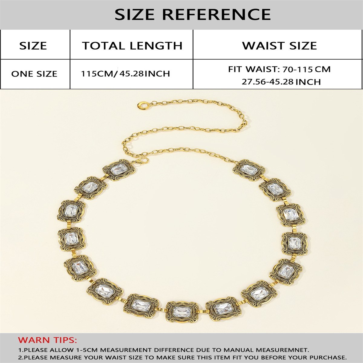 New Retro European and American Waist Chain Accessories Metal Belt Diamond Decoration Waist Chain