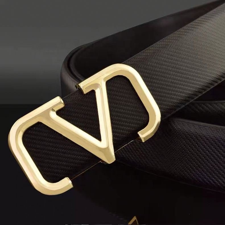 Custom V letter women waist belt western belt buckles pu leather belt full-grain leather
