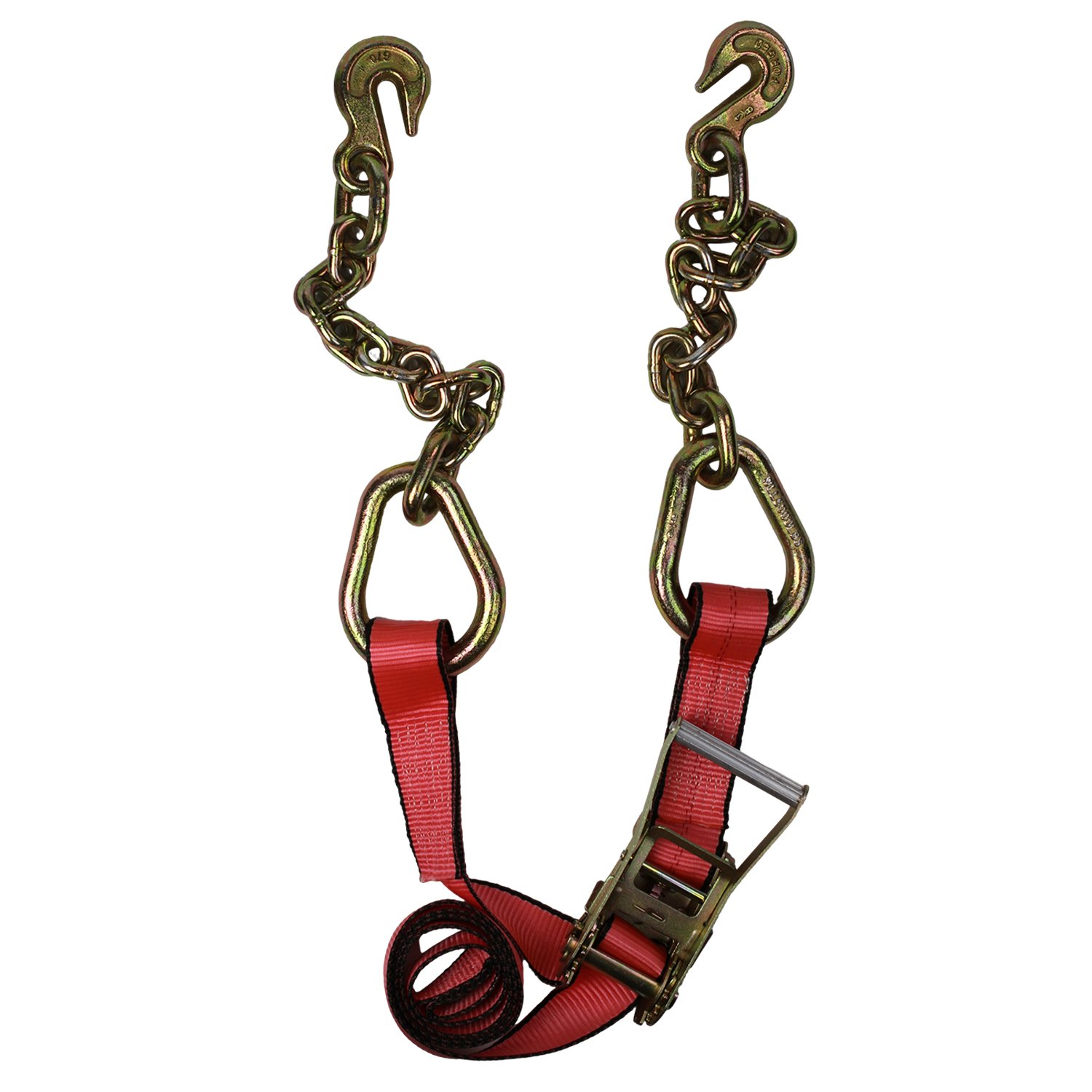 USA Standard PE 2" Ratchet Strap Ergo Ratchet Lashing Belt With Chain Hook Ratchet Tie Down Belts