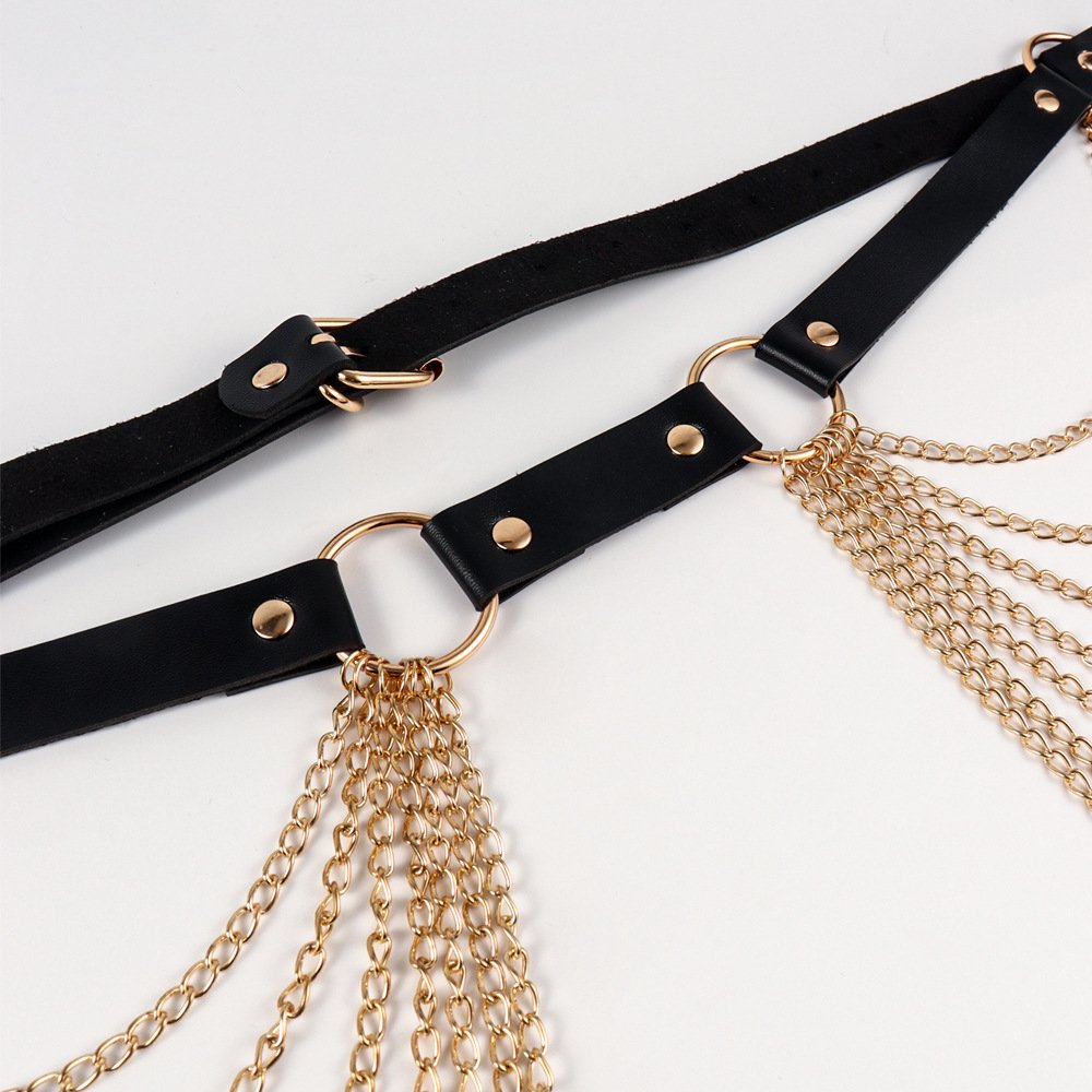 New Arrival Trendy Cross Border European And American Square Buckle Punk Metal Women'S Belt Waist Chain