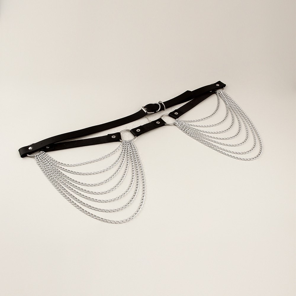 New Arrival Trendy Cross Border European And American Square Buckle Punk Metal Women'S Belt Waist Chain