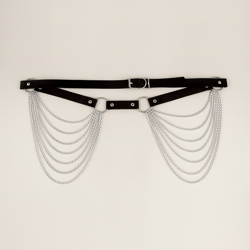 New Arrival Trendy Cross Border European And American Square Buckle Punk Metal Women'S Belt Waist Chain