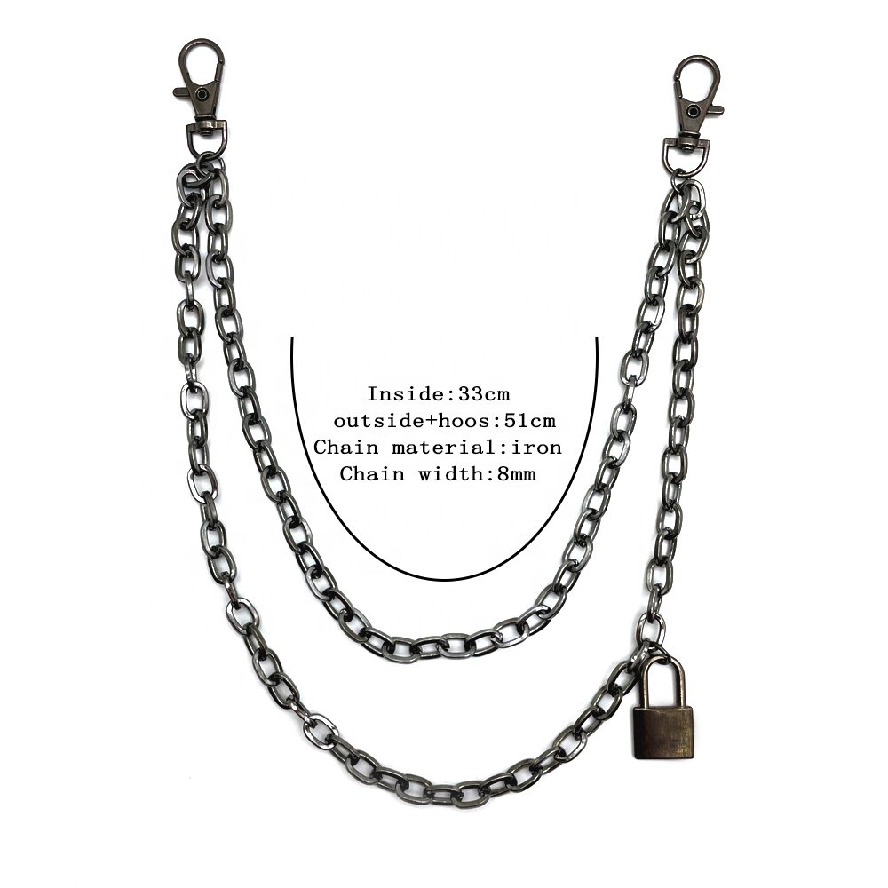 Customized metal jeans waist chain men's hip hop clothing accessories 3-layer pants chain lady dress waist chain belt