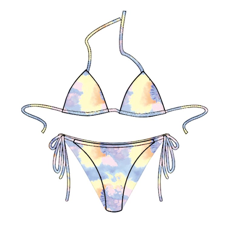 Custom Logo High Quality Floral Printing Swimwear Two Piece Beachwear Swimwear Women Bikini Set