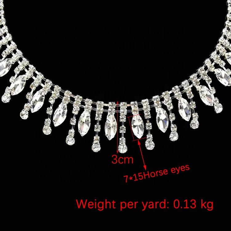 Fashionable caw chain garment shoe belt accessories trim glass crystal dress accessories